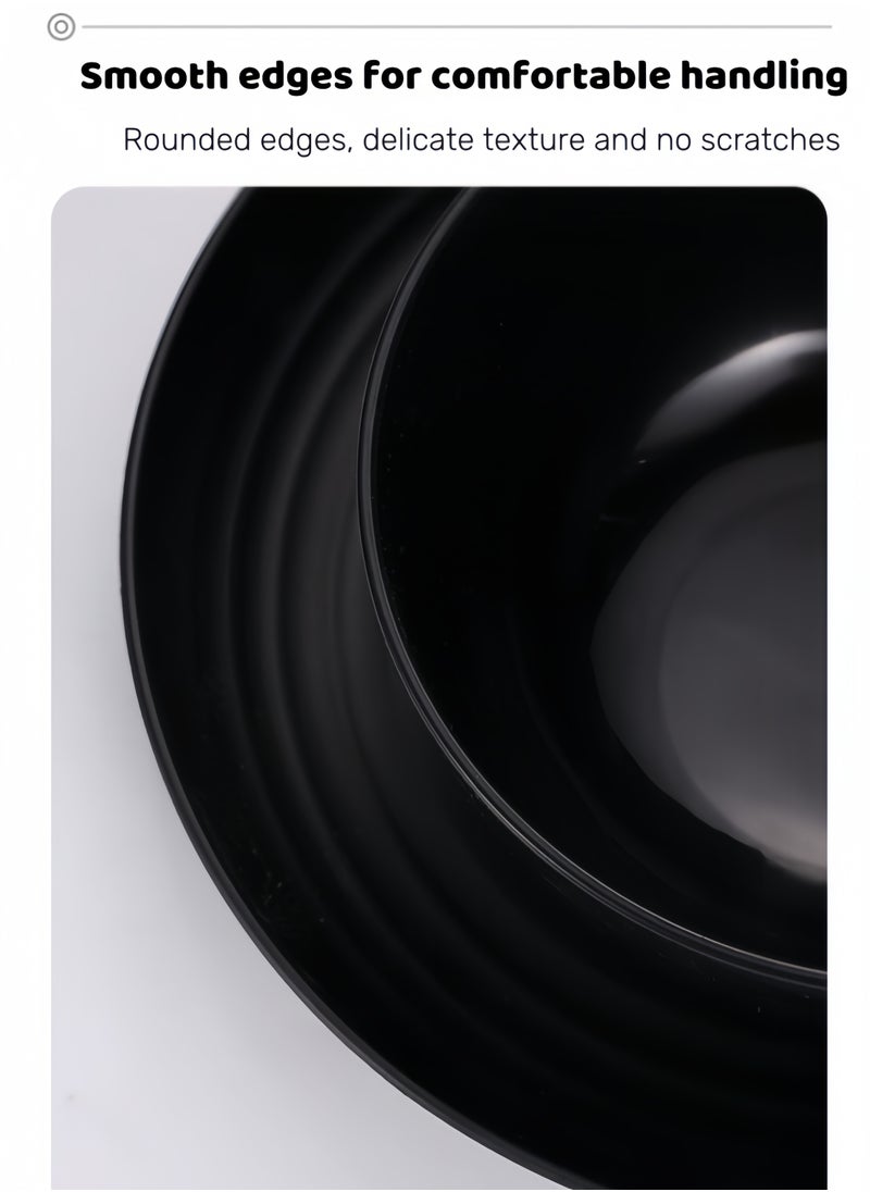 32-piece Dinner Set, Wheat Straw Bowls, Plates, Cups Dinnerware Set ,  Service for 8, Dinner Plates, Dessert Plate, Cereal Bowls, Cups, Unbreakable Colorful Plastic Outdoor Camping Dishes, Coastal Black