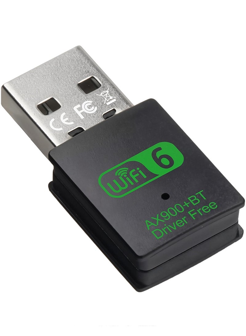 Mini USB WiFi 6 Adapter with Bluetooth 5.4 High-Speed USB WiFi Adapter for PC, Dual Band 5G/2.4G up to 900Mbps, Stable Signal for Online Gaming & Conference, Plug and Play for Desktop/Laptop, Windows 11/10/7 Compatible - Image 1