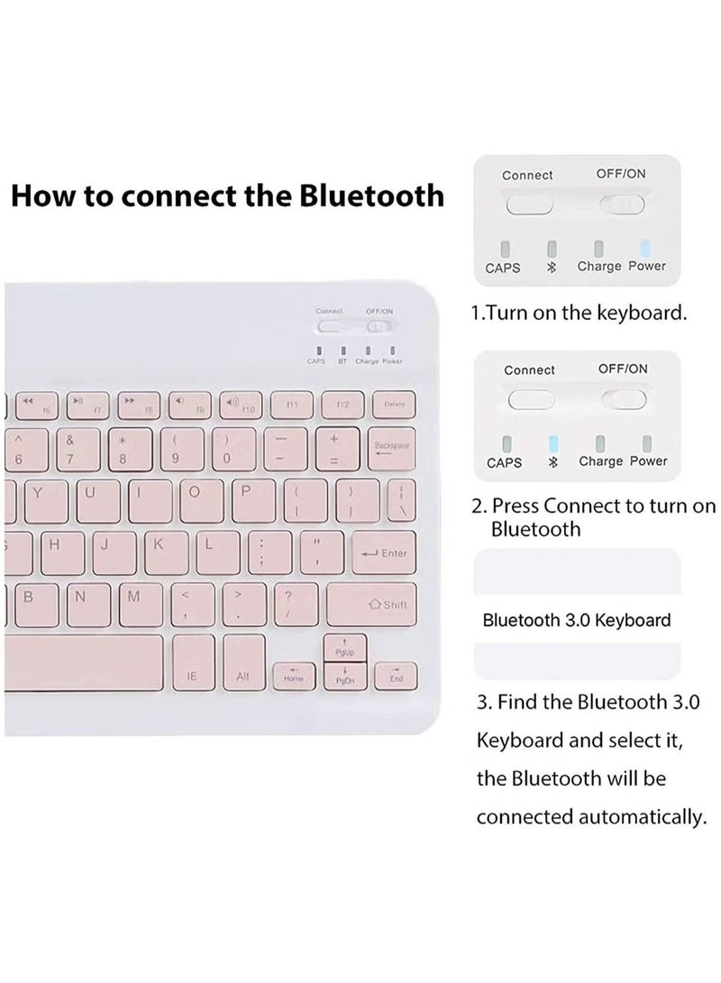 غطاء لوحة مفاتيح ثنائي اللغة لسامسونج جالاكسي تاب S10 لايت 10.9 بوصة / S10 FE 10.9 بوصة / S9 FE 10.9 بوصة / S9 11 بوصة / S8 11 بوصة / S7 11 بوصة، غطاء ذكي خفيف الوزن مع لوحة مفاتيح قابلة للفصل وفأرة بلوتوث وحامل قلم. - Image 4