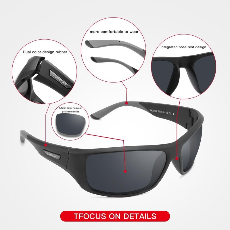 PUKCLAR Polarized Sports Sunglasses for Men and Women - Lightweight TR90 Frame, UV400 Protection, Ideal for Driving, Running, Cycling & Golf - Image 5