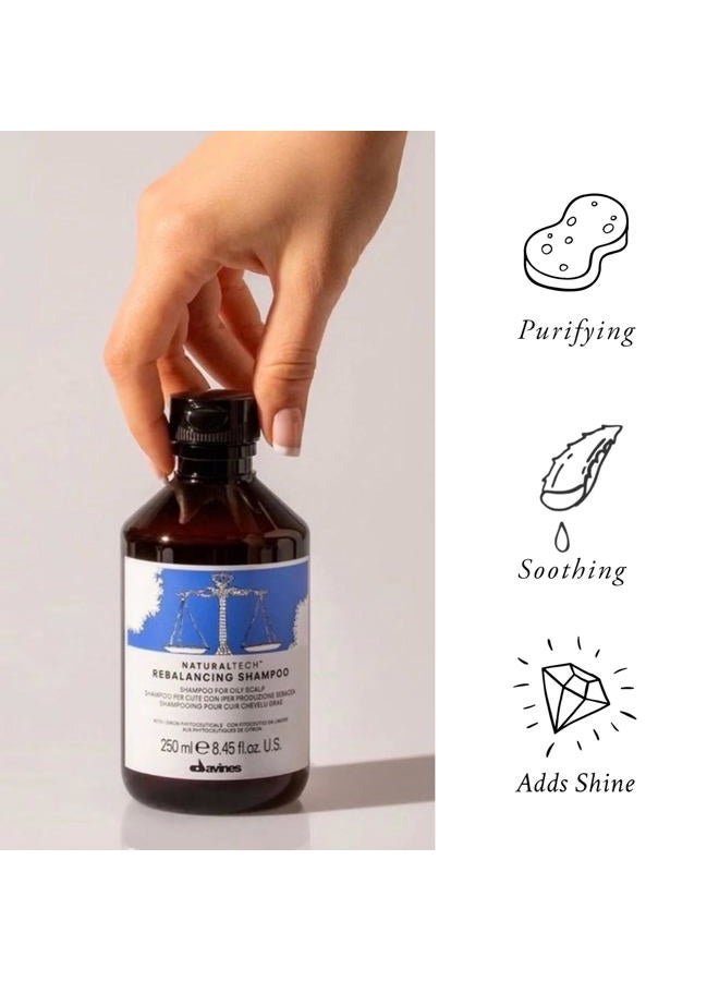 Davines Naturaltech REBALANCING Shampoo, Gently Cleanse The Scalp While Assisting With Excess Sebum Production, Add Shine, 8.45 fl oz - Image 3