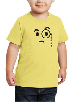 PRINTSHOP4ME Pack of 5 Kids Yellow Smiley Face T-Shirts - Kids Unisex Round Neck Cotton Short Sleeve Tees - Soft and Comfortable Emoji T-Shirts for Kids  - Image 3