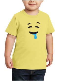 PRINTSHOP4ME Pack of 5 Kids Yellow Smiley Face T-Shirts - Kids Unisex Round Neck Cotton Short Sleeve Tees - Soft and Comfortable Emoji T-Shirts for Kids  - Image 4