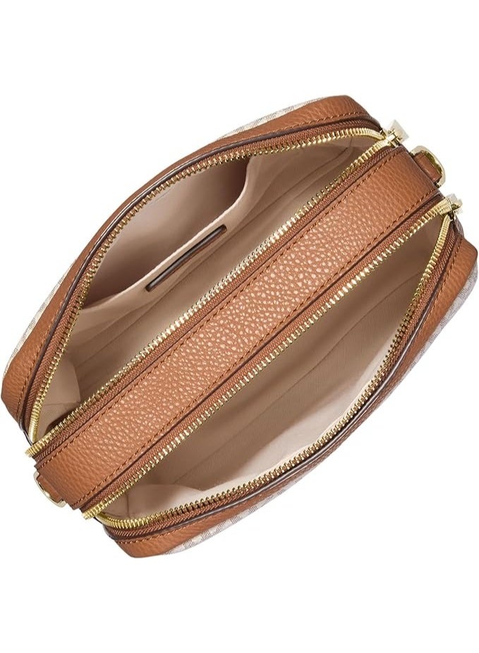 Michael Kors Women’s Camera Crossbody Bag, MK Signature PVC & Leather, Adjustable Strap, Zip Closure - Image 2