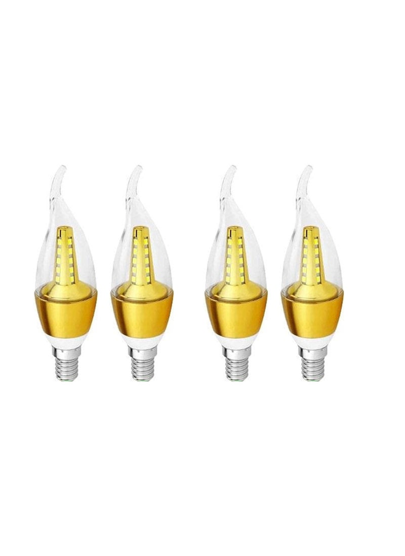 Generic 4 LED Teardrop Warm White Bulbs for Chandeliers and Chandeliers, E14, Yellow, 5W 