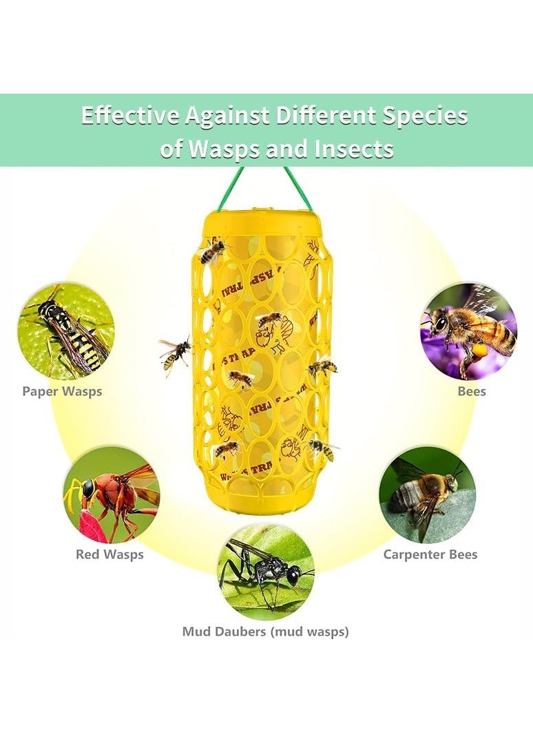 Generic - Wasp Trap Wooden Wasp Trap 2 pcs & Replaceable Sticky Boards 4 pcs & Hanging Rope 2 pcs | Repellent Wasp Trap Hanging Wasp Killer Trap | Reusable and Durable Bee Trap - Image 1