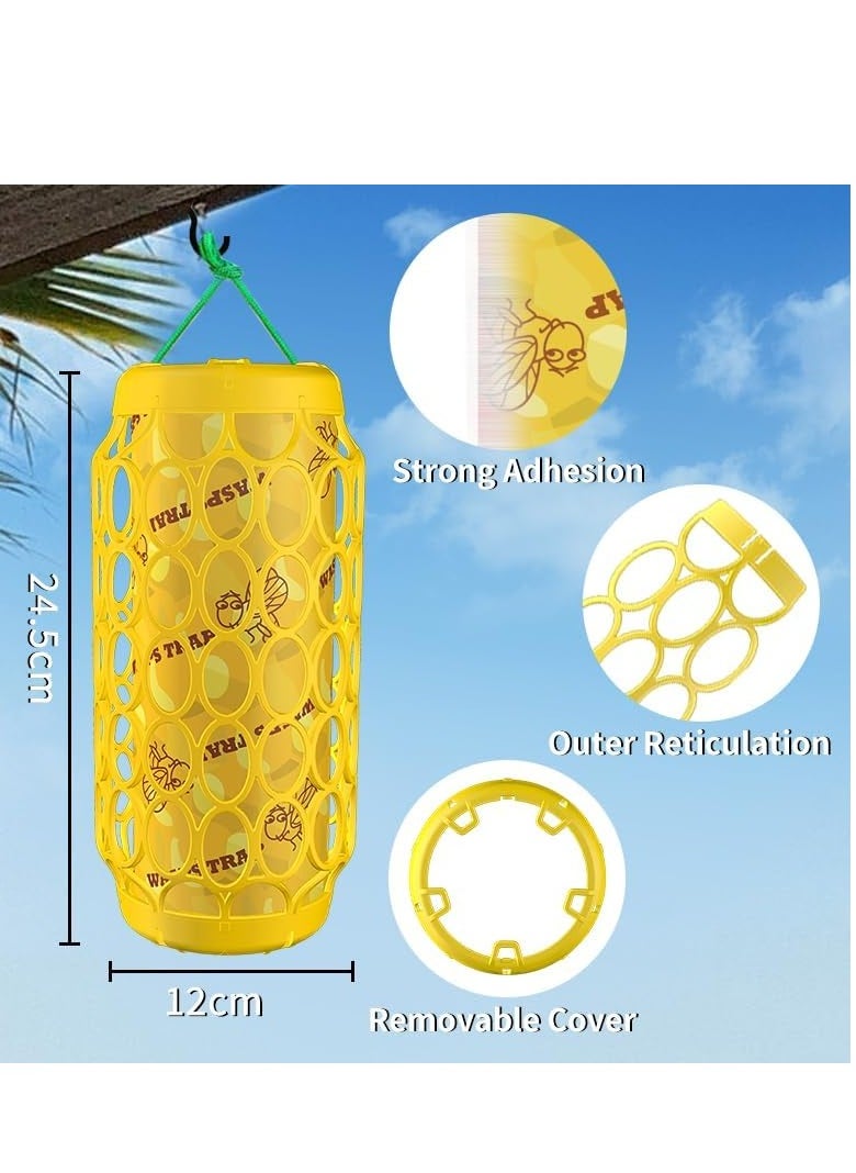 Generic - Wasp Trap Wooden Wasp Trap 2 pcs & Replaceable Sticky Boards 4 pcs & Hanging Rope 2 pcs | Repellent Wasp Trap Hanging Wasp Killer Trap | Reusable and Durable Bee Trap - Image 1