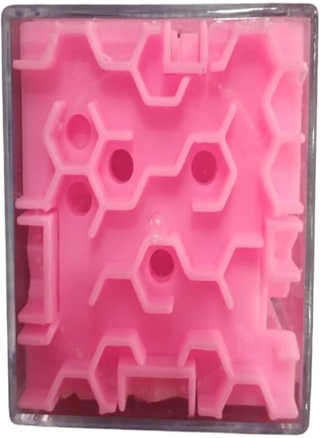 Cube Transparent Three-dimensional Labyrinth Puzzle Game Toys Large Pink 