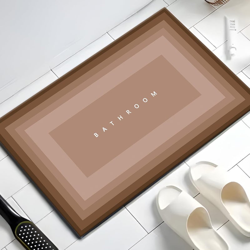 UMAI Polyester Rubber Bathroom Mat (40 * 60cm) Bath Mat | Anti Skid Mat for Bathroom Floor | Bathroom Accessories | Bathroom Mats Water Soak | Non Slip Mat for Bathroom | Floor Mat- Gradient Brown - Image 1
