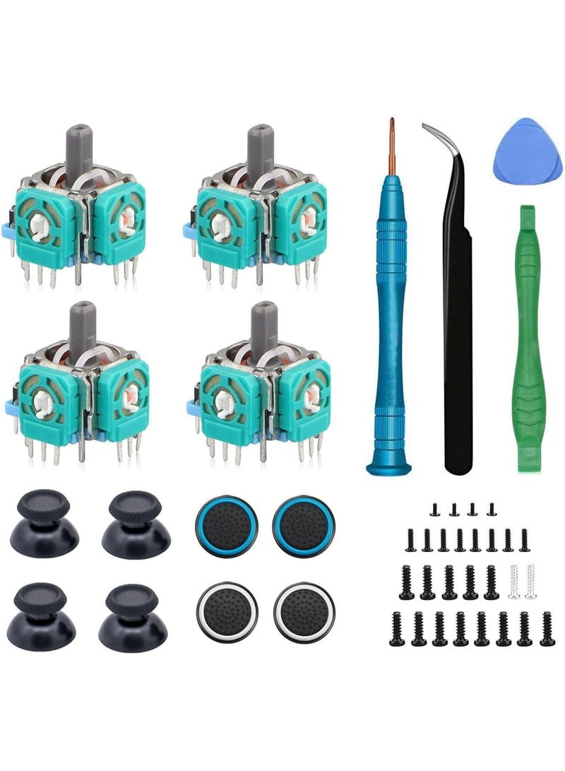 موثوقية التنبؤ 4 قطع من عصا التحكم التناظرية ثلاثية الأبعاد لوحدة تحكم PS5، مجموعة أدوات إصلاح عصا التحكم متوافقة مع وحدة تحكم بلاي ستيشن 5 اللاسلكية DualSense، عصا تحكم بديلة تالفة بسبب الانجراف مع مفك براغي - Image 1