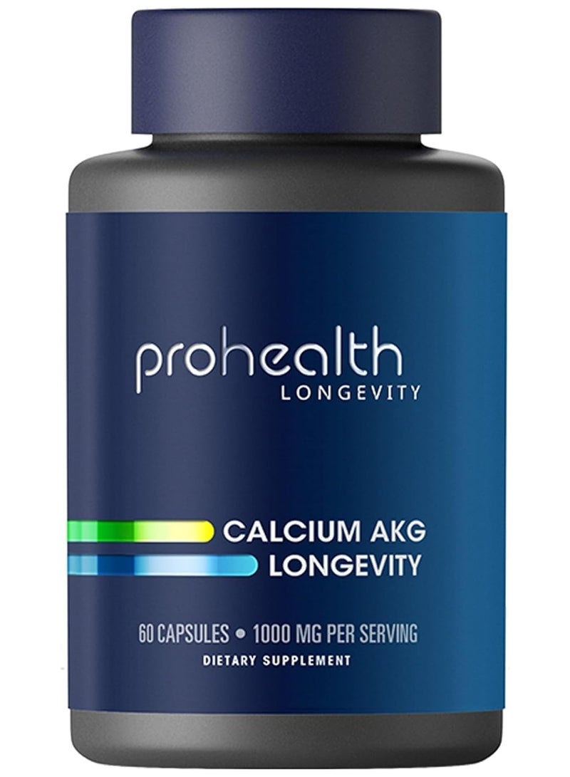 ProHealth Longevity Calcium AKG Supplement 1,000 mg, 60 Capsules, Enhanced Calcium Absorption for Bone Density, Heart Health, Metabolic Support & Longevity - Image 1