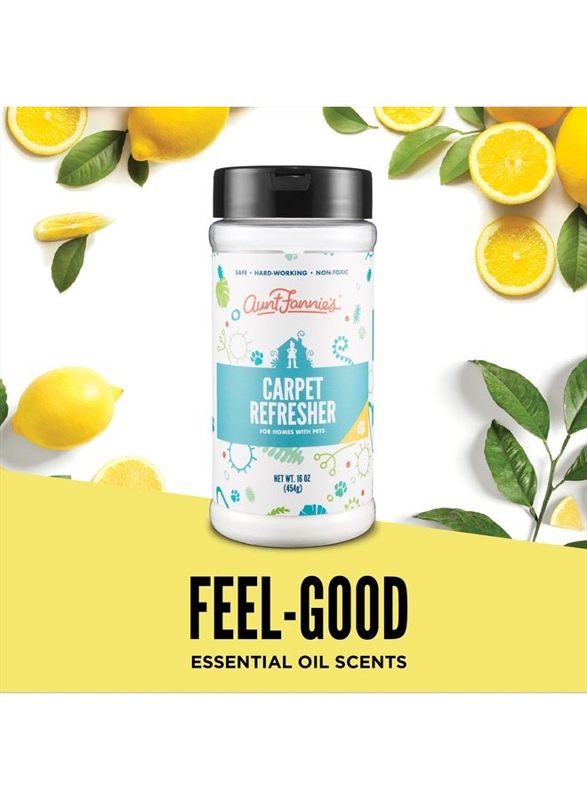 Aunt Fannie's Carpet Refresher, Odor Neutralizer & Deodorizer for Homes with Children, Pets, and other Odor Causes, Bright Lemon Scent, 16 Ounce Powder (Pack of 1)  - Image 3