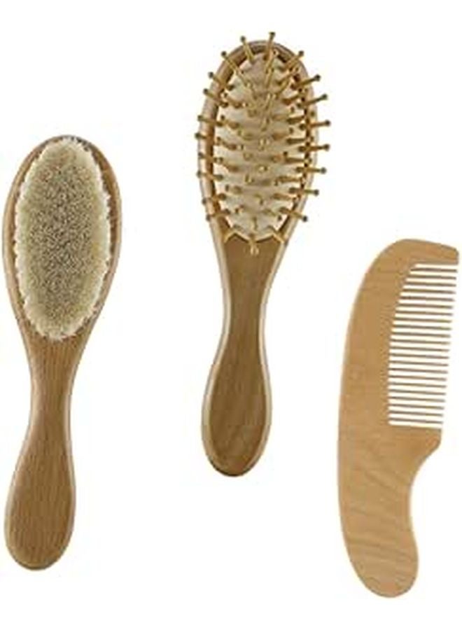 3Pcs Baby Bath Brush Set With Handle Comb Soft Bristles For Scalp Care Newborn - Image 1