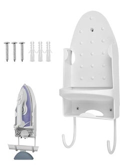 MIXDE Ironing Board Holder, Wall Mounted Storage Organizer, Electric Iron Holder Household Bathroom Shelf with Heat Resistant Tray Storage Organizer Easily Mount Against Wall, White  - Image 1