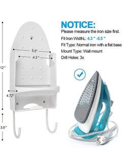 MIXDE Ironing Board Holder, Wall Mounted Storage Organizer, Electric Iron Holder Household Bathroom Shelf with Heat Resistant Tray Storage Organizer Easily Mount Against Wall, White  - Image 2