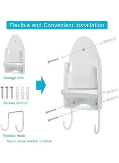 MIXDE Ironing Board Holder, Wall Mounted Storage Organizer, Electric Iron Holder Household Bathroom Shelf with Heat Resistant Tray Storage Organizer Easily Mount Against Wall, White  - Image 4