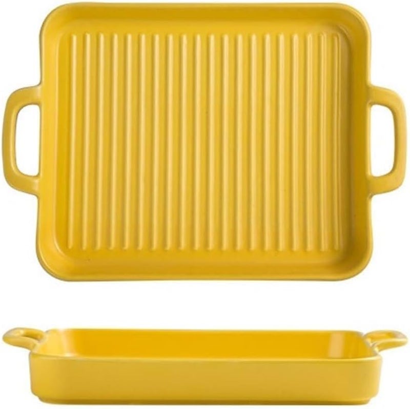 Baking Dish Binaural Baking Dish Baking Microwave Oven Dining Dish Home Ceramic Dish Baking Rice Plate Salad Plate Lasagna Pans (Color : B) - Image 1