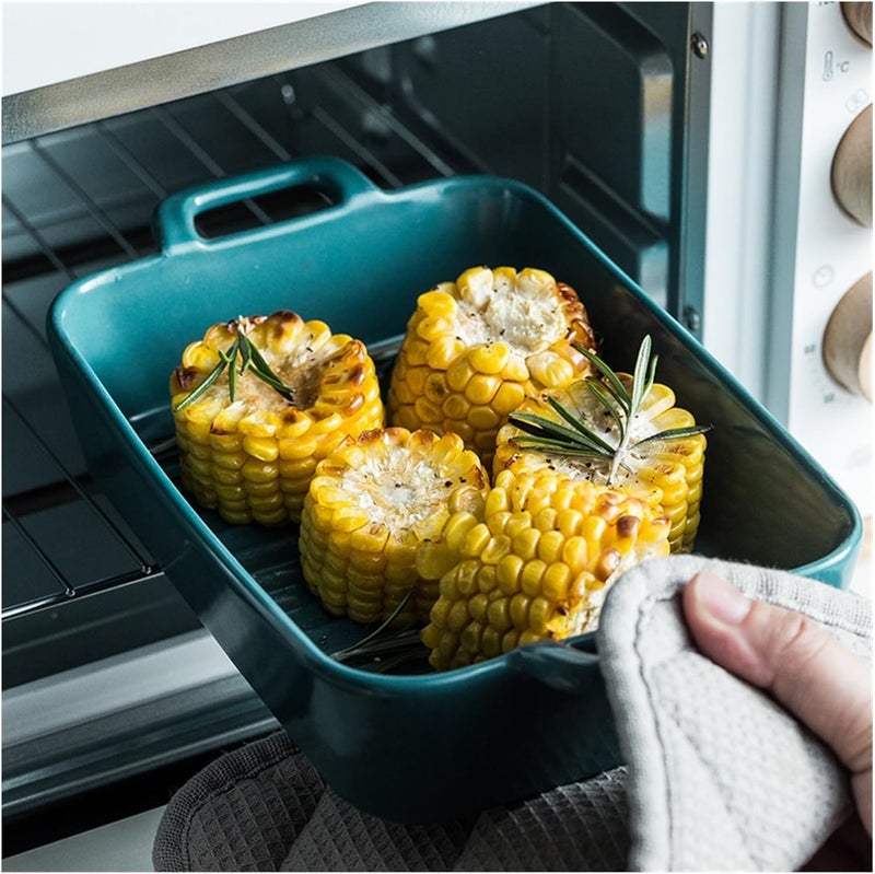 Baking Dish Binaural Baking Dish Baking Microwave Oven Dining Dish Home Ceramic Dish Baking Rice Plate Salad Plate Lasagna Pans (Color : B) - Image 4
