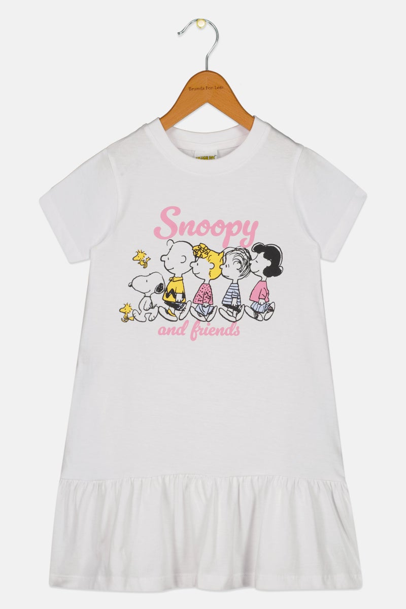 Peanuts Kids Girl Graphic Print Dress, White - Image 2