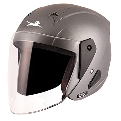 TVS Open Face Helmet for Men and Women, ISI DOT Certified, Matt Finish, Clear Visor, Colour: Grey, Size: M - Image 4