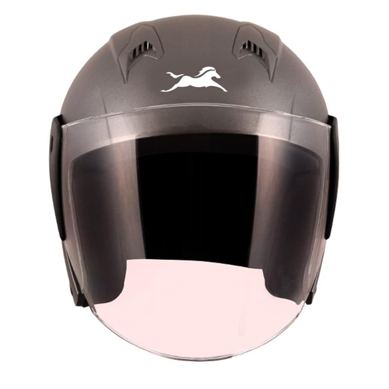 TVS Open Face Helmet for Men and Women, ISI DOT Certified, Matt Finish, Clear Visor, Colour: Grey, Size: M - Image 5