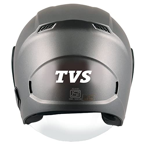 TVS Open Face Helmet for Men and Women, ISI DOT Certified, Matt Finish, Clear Visor, Colour: Grey, Size: M - Image 3
