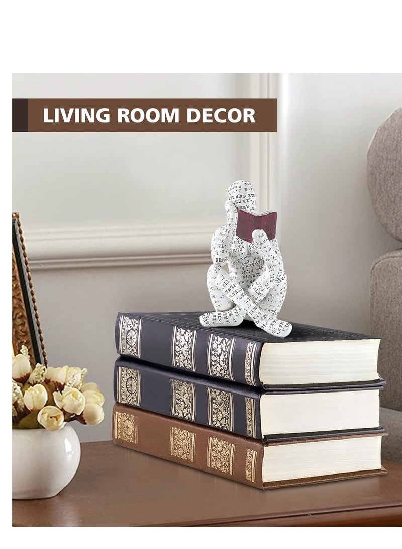 Raxoom Home Decor Reading Women Figurine, Thinker Statue Aesthetic Sculpture, Room Decor Modern Abstract Decoration, on Shelf Table Desk for Living Room Office Bedroom (Think - Image 4