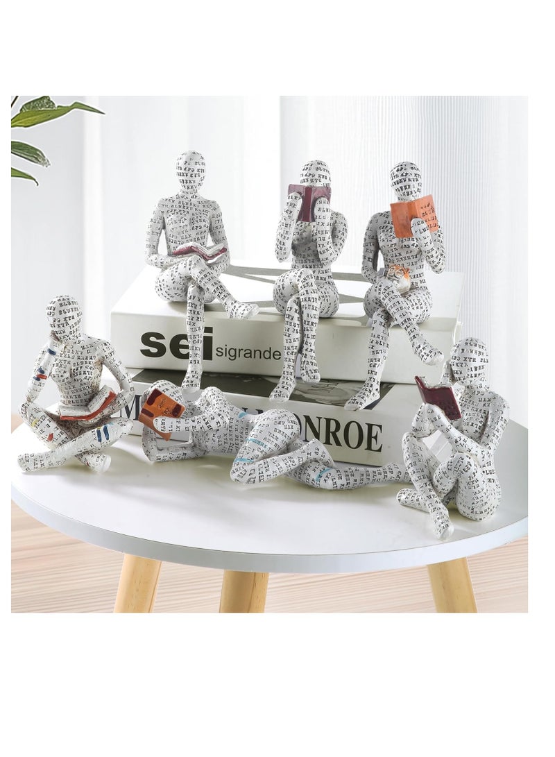 Raxoom Home Decor Reading Women Figurine, Thinker Statue Aesthetic Sculpture, Room Decor Modern Abstract Decoration, on Shelf Table Desk for Living Room Office Bedroom (Think - Image 2