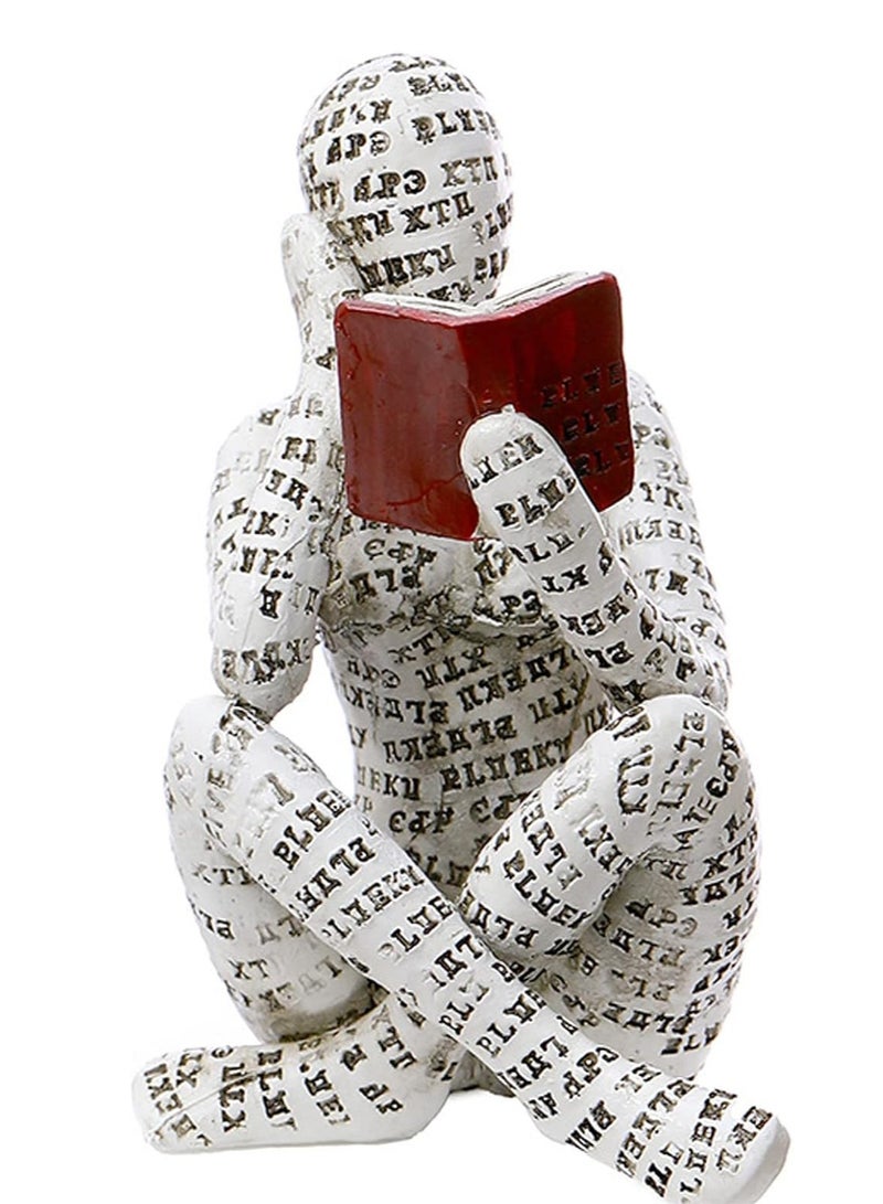 Raxoom Home Decor Reading Women Figurine, Thinker Statue Aesthetic Sculpture, Room Decor Modern Abstract Decoration, on Shelf Table Desk for Living Room Office Bedroom (Think - Image 1