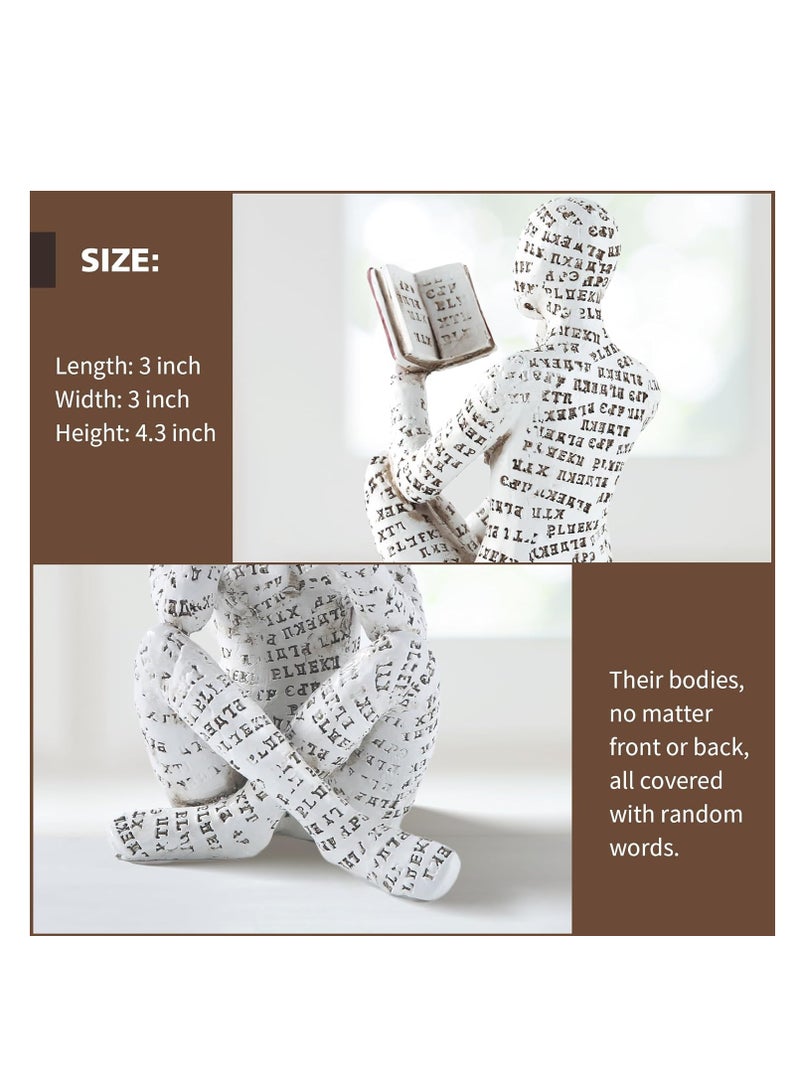 Raxoom Home Decor Reading Women Figurine, Thinker Statue Aesthetic Sculpture, Room Decor Modern Abstract Decoration, on Shelf Table Desk for Living Room Office Bedroom (Think - Image 3