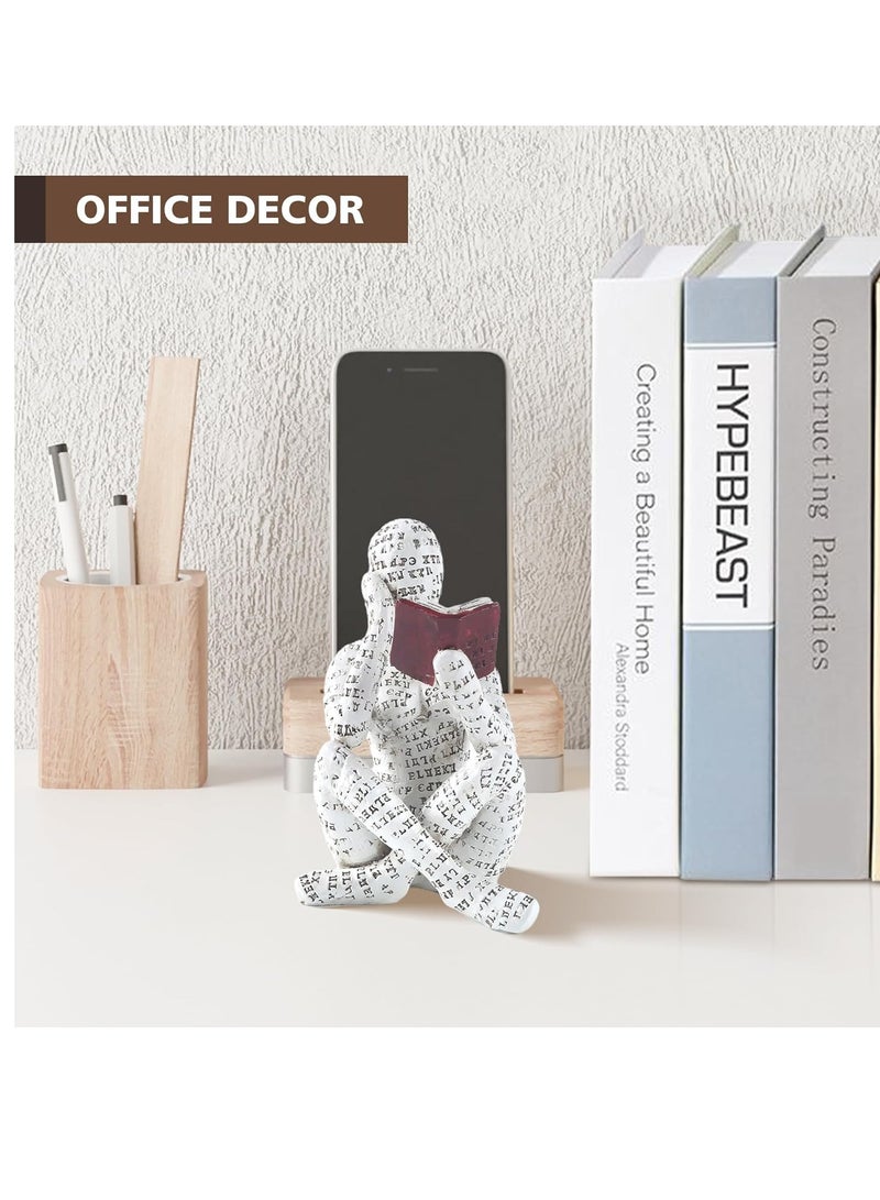 Raxoom Home Decor Reading Women Figurine, Thinker Statue Aesthetic Sculpture, Room Decor Modern Abstract Decoration, on Shelf Table Desk for Living Room Office Bedroom (Think - Image 5