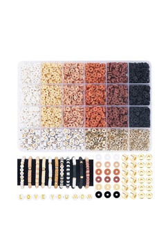 2414 Pcs Clay Bead Bracelet Making Kit, Clay Bead Friendship Bracelets Kit, Polymer Clay Beads Natural Color Bracelet Making, DIY for Bracelet Jewelry Making Kit, for Girls Adults Jewelry Making