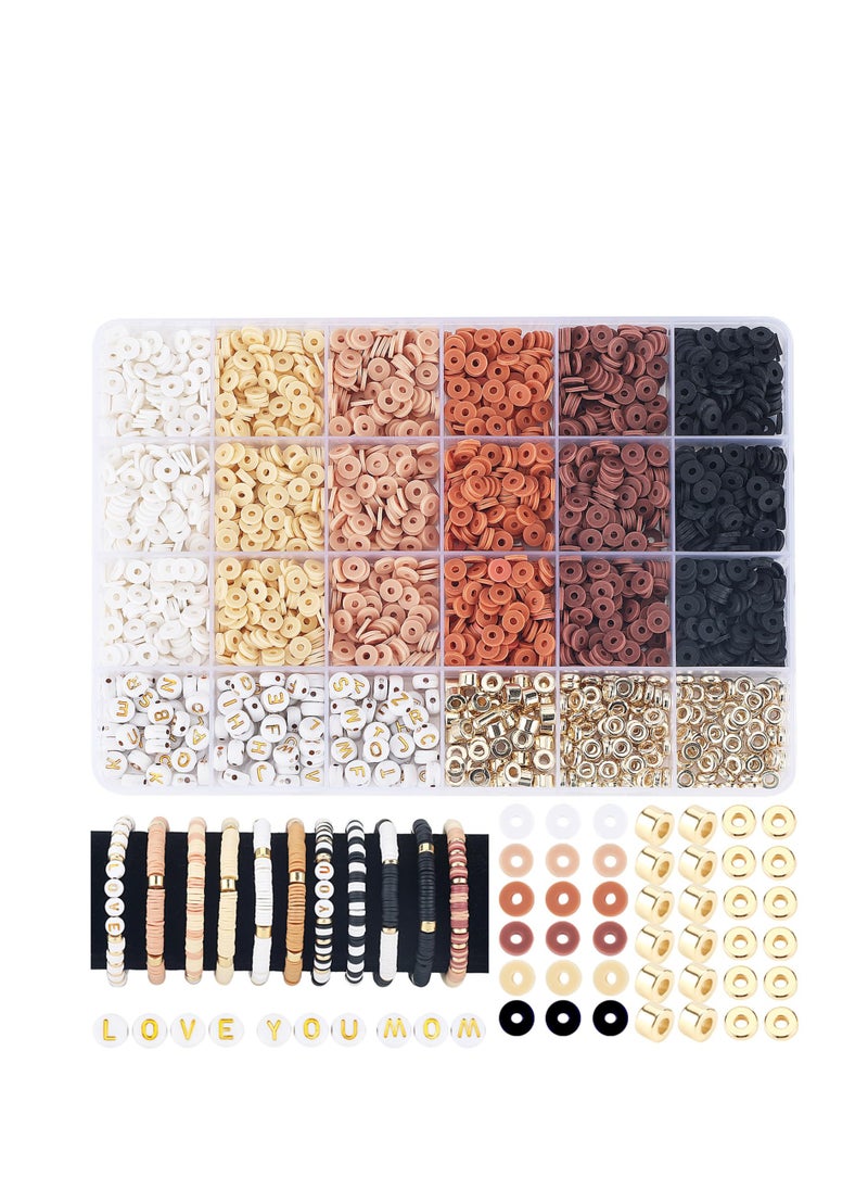 SYOSI - 2414 Pcs Clay Bead Bracelet Making Kit, Clay Bead Friendship Bracelets Kit, Polymer Clay Beads Natural Color Bracelet Making, DIY for Bracelet Jewelry Making Kit, for Girls Adults Jewelry Making - Image 1