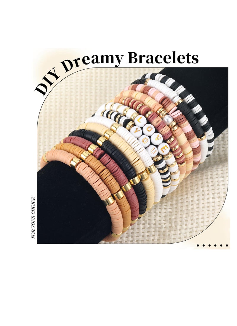 SYOSI - 2414 Pcs Clay Bead Bracelet Making Kit, Clay Bead Friendship Bracelets Kit, Polymer Clay Beads Natural Color Bracelet Making, DIY for Bracelet Jewelry Making Kit, for Girls Adults Jewelry Making - Image 1