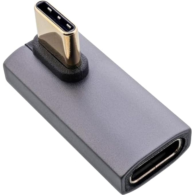 INLINE ® USB4 ADAPTER, USB-C MALE TO USB-C FEMALE VERTICAL ANGLED 40GB/S DATA RATE, 240W POWER DELIVERY, 8K@60HZ VIDEO, ALUMINIUM CASE, GREY, 35900H - Image 1