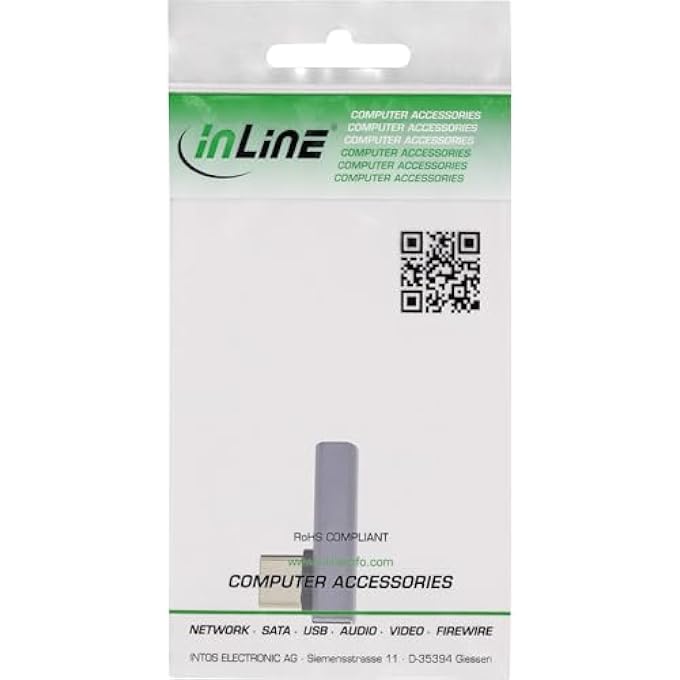 INLINE ® USB4 ADAPTER, USB-C MALE TO USB-C FEMALE VERTICAL ANGLED 40GB/S DATA RATE, 240W POWER DELIVERY, 8K@60HZ VIDEO, ALUMINIUM CASE, GREY, 35900H - Image 2