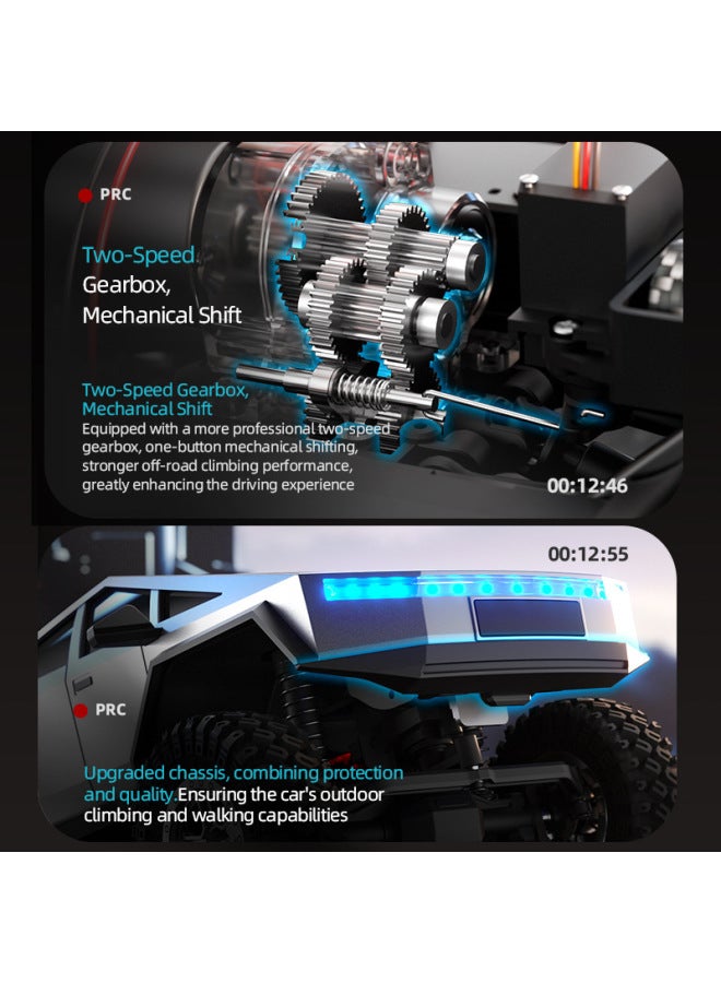 JJRC Cyberpickup Simulation Tesla Off-road Climbing Car Four-wheel Drive Big Foot RC Remote Control Car Boy Toy-Color:Dark Gray Trailer Model (english Version) - Image 3