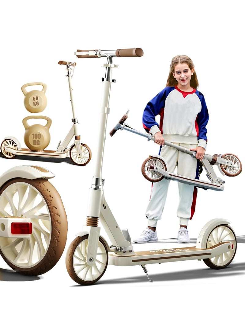 Generic Foldable Kick Scooter for Kids, Teens & Adults (Ages 6-12) – Lightweight & Durable, Perfect for Campus Travel & Outdoor Rides (Brown) - Image 1