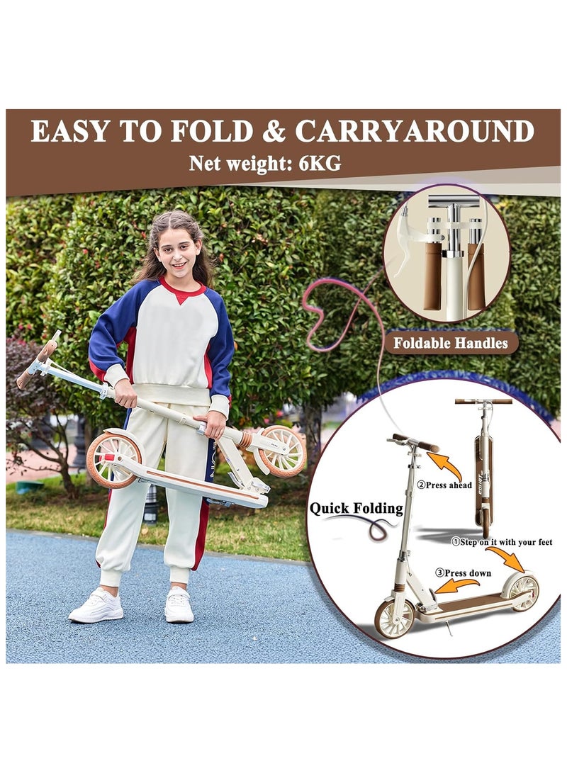 Generic Foldable Kick Scooter for Kids, Teens & Adults (Ages 6-12) – Lightweight & Durable, Perfect for Campus Travel & Outdoor Rides (Brown) - Image 3