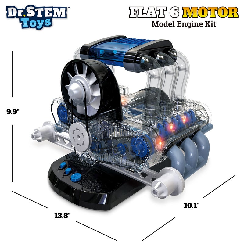 Dr. STEM Toys Dr STEM Toys Model Engine Kit for Boys  Girls Ages 12 Realistic Replica Flat 6 Motor Has Over 320 Parts Real Motorized Action LED Lights  Sound Effects Comes with Detailed Directions - Image 3