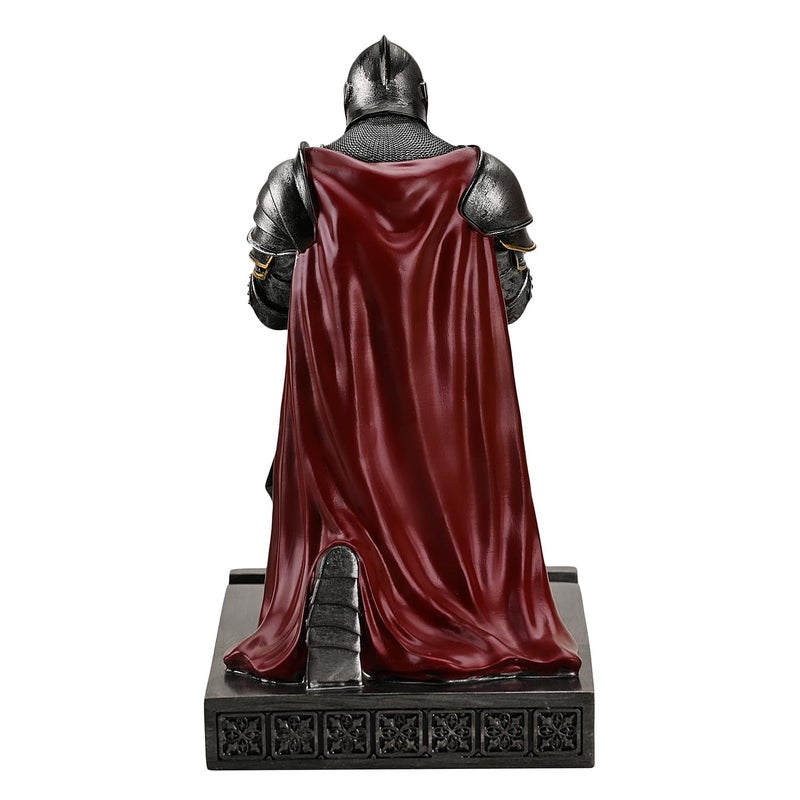 Amoysanli Medieval Armored Warrior Wearing Outerwear, Mobile Phone Stand Knight Pen Holder Desk Organizers, Resin Bookends Paperweight with a Letter Opener for Desk (Iron) - Image 5