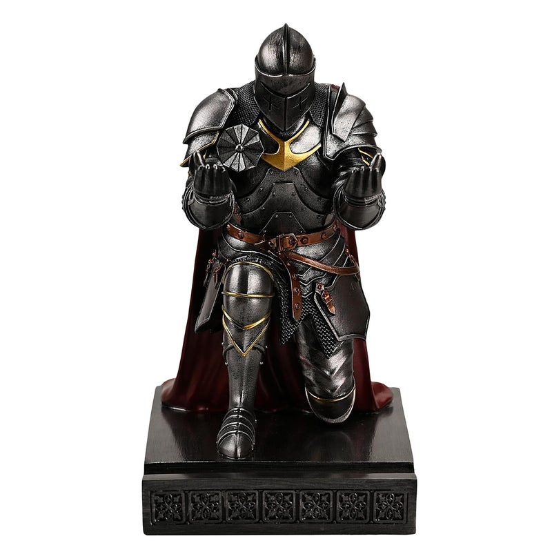Amoysanli Medieval Armored Warrior Wearing Outerwear, Mobile Phone Stand Knight Pen Holder Desk Organizers, Resin Bookends Paperweight with a Letter Opener for Desk (Iron) - Image 4
