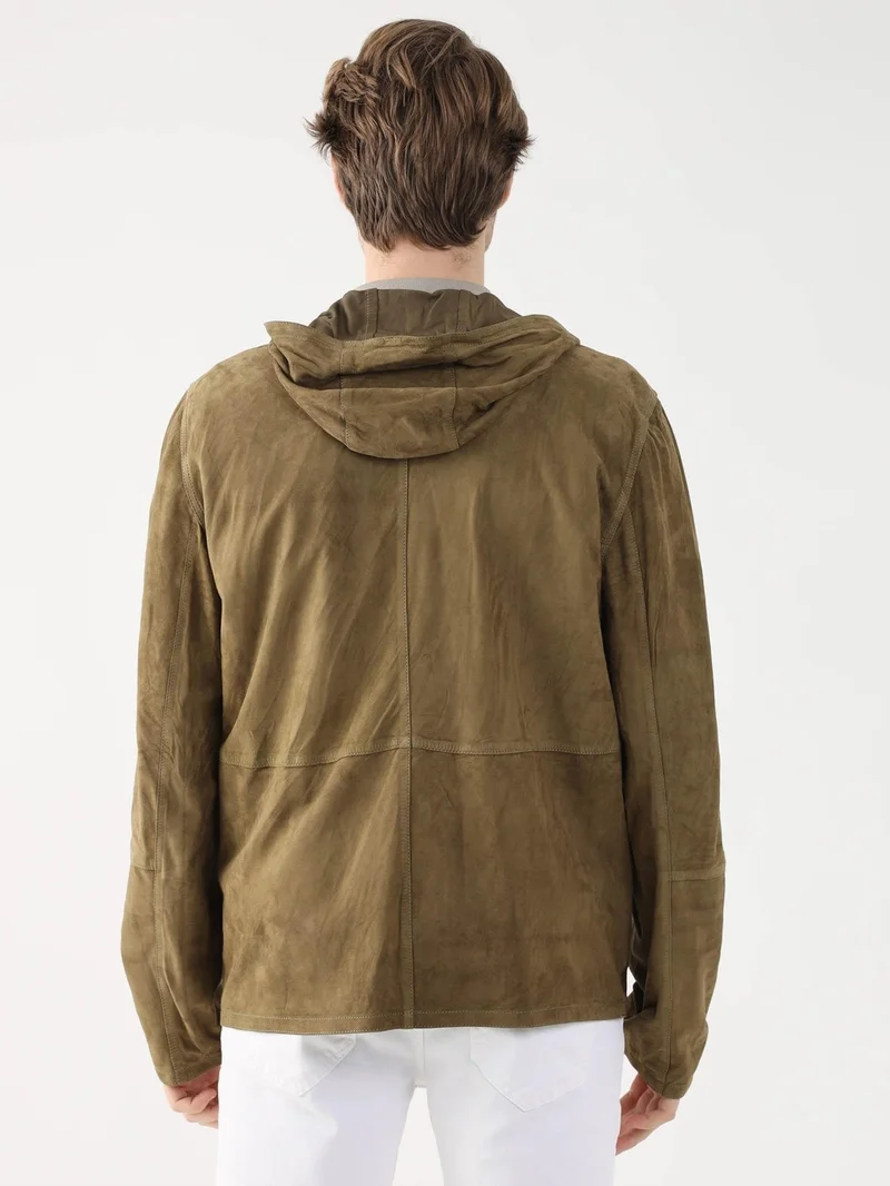 دوفي Khaki Men's Regular Fit Hooded Coat