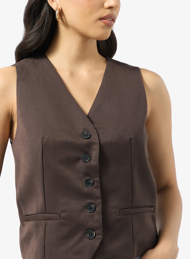 Ginger Button Up Waistcoat - Image 3