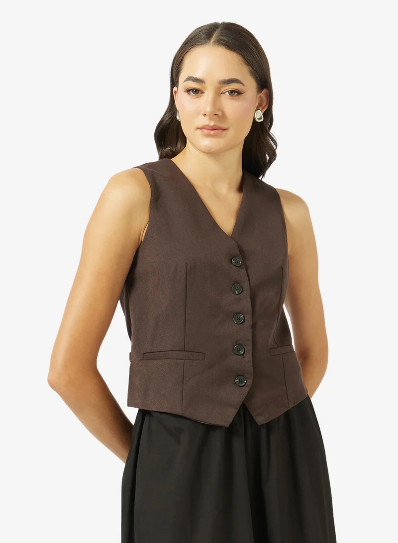 Ginger Button Up Waistcoat