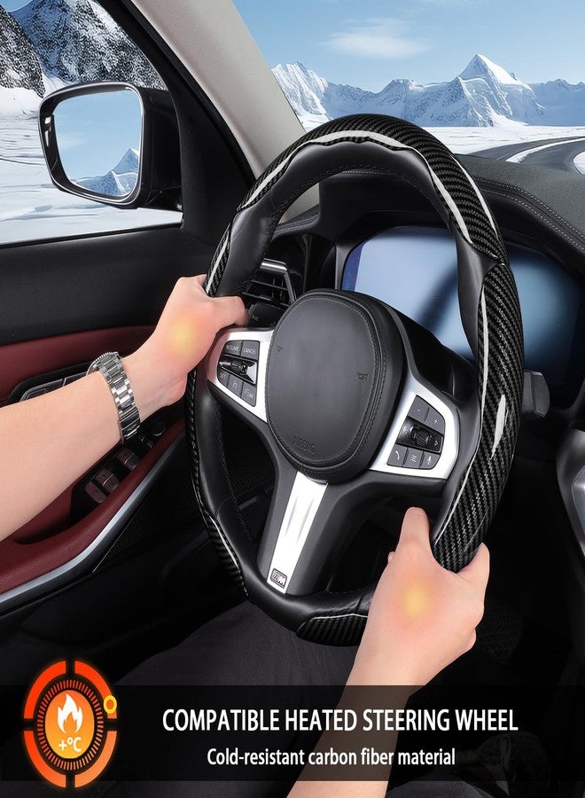 Aimato Carbon Fiber Steering Wheel Covers 3 Piece Clip on Steering Wheel Cover - Image 2