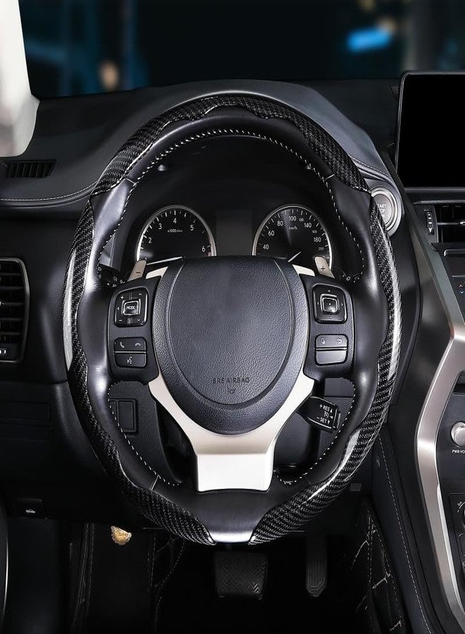 Aimato Carbon Fiber Steering Wheel Covers 3 Piece Clip on Steering Wheel Cover - Image 4