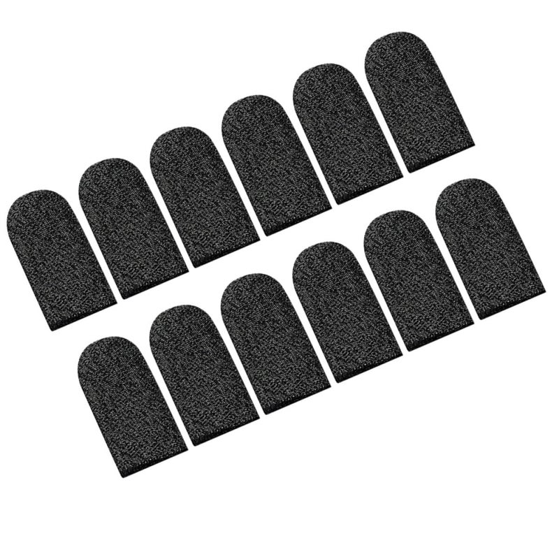 Black Sweat Proof Nylon Finger Sleeves For Mobile Gaming 10pcs Breathable Wear Resistant - Image 2