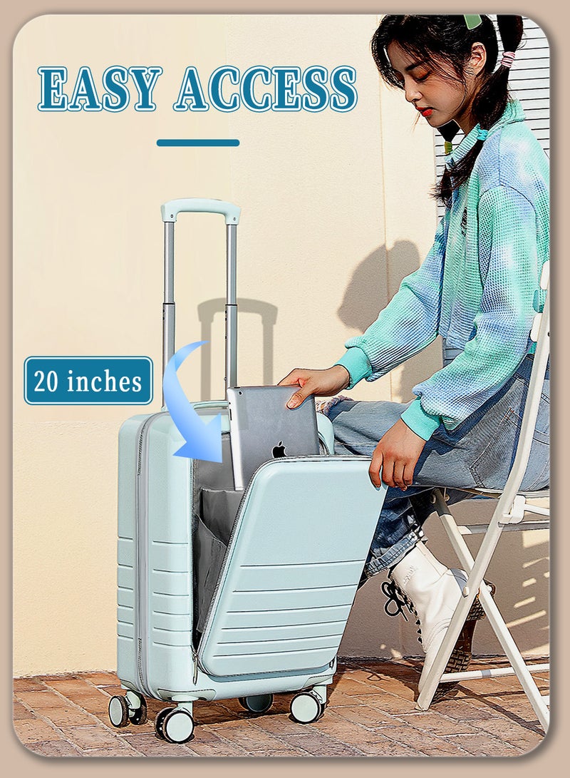 Moovant 2PCS Fashion Travel Suitcase Set, 20inch and 26inch Travel Trunk, Convenient Front Opening Luggage, with Digital Combination Lock, 360° Mute Wheels, Easy for 2 Weeks Trip, ABS+PC Material, Blue - Image 2