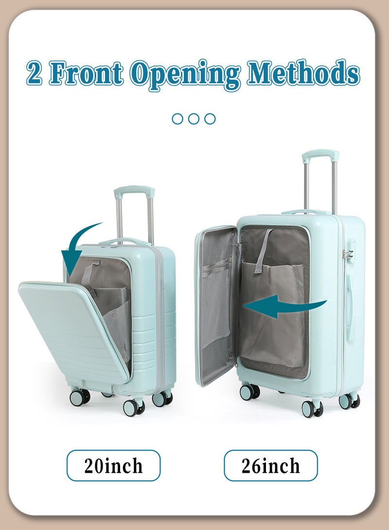 Moovant 2PCS Fashion Travel Suitcase Set, 20inch and 26inch Travel Trunk, Convenient Front Opening Luggage, with Digital Combination Lock, 360° Mute Wheels, Easy for 2 Weeks Trip, ABS+PC Material, Blue - Image 4
